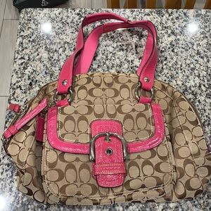 Authentic Beige & Pink Coach Bag